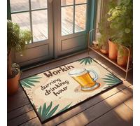 FZFN Plain Doormat For Crafts Workin' During Drinking Hour: A Toast To Productivity! Doormat Vintage Bar Decor Large Bath Mat(50X80CM)