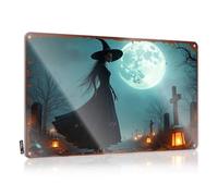 FZFN Plaque Classic Gifts Home Decor - A Witch's Nightly Vigil Under The Full Moon Collection Rustic Style Artwork For Farm(30X40CM)