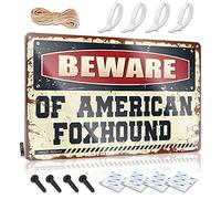 FZFN Plaque Collection Lovely Beware Of American Foxhound For Basement - Funny Kitchen Decor Customizable(30X40CM)