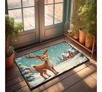 FZFN Play Room Decorations Kitchen Mat Absorbent Memory Foam | Rudolph The Red-nosed Reindeer In A Winter Wonderland Plastic Outdoor Non Slip For Stone Home(40X60CM)