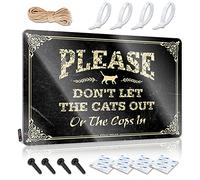 FZFN Please Don't Let The Cats Out Or The Cops In Retro Wall Decor Small Room Decor Decorative | Western Ideas Hanging Art For Restaurant Living Room(20X30CM)