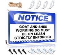 FZFN Pretty Decorations Rustic Wall Poster, Bathroom Sets Funny Quote Design For Bedroom Garage | Decor Anti-rust Metal Notice Goat & Sheep Working Dogs Must Be On Leash(30X40CM)