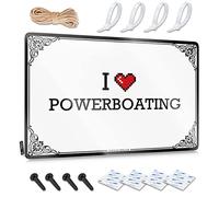 FZFN Pretty Tin Sign Rustic Wall Poster, Bar Room Decor Funny Quote Design For Cave Garage | Soft Bath Anti-rust Metal I Love Powerboating(30X40CM)