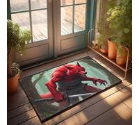 FZFN Red Wolf Samurai: The Forest Guardian Bathroom Mats Boys Bedroom Accessories | Corner Machine Washable Bathroom Water Absorbent(65X90CM)
