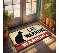 FZFN Retro Area Rug Vintage Cat Warning Sign With Silhouette Doormat Home Sweet Home Rug Door Mats For Home Entrance In(50X80CM)