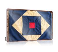 FZFN Retro Metal Signs Vintage Quilt With Geometric Patterns And Red Center Tin Sign Metal Signs Decor Man Cave Accessories And Decor(30X40CM)