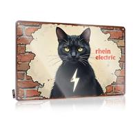 FZFN Retro Tin Signs Rhein Electric: The Power Of Black Cats Unleashed! Tin Sign Funny Garage Bar Signs Sarcastic Metal Signs(30X40CM)