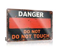 FZFN Retro Tin Signs Rusty Warning Sign: Danger - Do Not Touch Tin Sign Funny Garage Bar Signs Sarcastic Metal Signs(30X40CM)