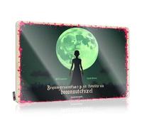 FZFN Retro Tin Signs Silhouette Under The Green Moon: A Mystical Night Scene Tin Sign Funny Garage Bar Signs Sarcastic Metal Signs(20X30CM)