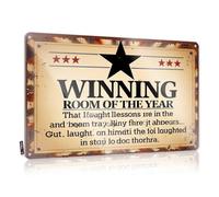 FZFN Retro Tin Signs Winning Room Of The Year: A Celebration Of Laughter And Lessons L Tin Sign Funny Garage Bar Signs Sarcastic Metal Signs(30X40CM)