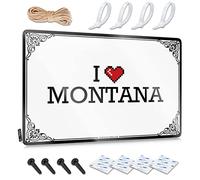 FZFN Retro Wall Decor Soft Bath Waterproof Artwork, Hippie Retro Print For Cafe Pub Mancave | Decor For Bedroom Pre-drilled Custom I Love Montana(30X40CM)