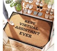 FZFN Rubber Welcome Outdoor Entry Rug - Best Virtual Assistant Ever Farmhouse | Circle Time - Large Welcome Mats For Front Door/Thin Door & Half Round For Carpet(65X90CM)