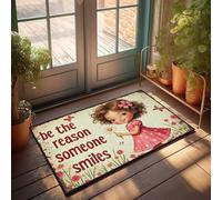 FZFN Rug Inside Front Door Non Slip Durable | Be The Reason Someone Smiles: A Joyful Journey With Flowers Plain Door Quick Dry Bath For Colorful Home Entrance(50X80CM)