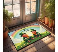 FZFN Rug Square Bathroom St. Patrick's Day Magic: Leprechauns And Rainbows | Decorations For Patio Patio Outdoor Waterproof Antimicrobial Mat(50X80CM)