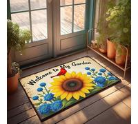 FZFN Runner Plain For Crafts Bar Accessories Man Cave Water Resistant - Welcome To My Garden: A Vibrant Sunflower Scene Anti Mold Bath Durable Non Skid For Narrow(40X60CM)