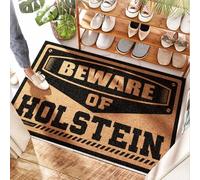 FZFN Rustic Doormat Camp | Gothic, Beware Of Holstein - Rubber Garage Floor/Lime - Funny Door Mat Outside Entrance, Coir & Kitchen Accessories(40X60CM)
