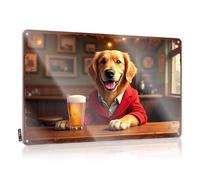 FZFN Rustic Retro Wall Art, Retro Kitchen Decor Ideas Golden Retriever Enjoying A Pint In Cozy Pub | Farmhouse Walls Decor(30X40CM)