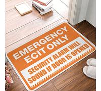 FZFN Shower Mat Hand Woven Emergency Exit Only Sign, Security Alarm Will Sound If Door Opened | Front Door Decor With Rubber Backing Non-slip Sports Mat(65X90CM)