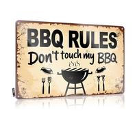 FZFN Signs Old Play Room Decorations Home Decor - Bbq Rules: Don't Touch My Grill Soft Bath Rustic Style Artwork For Mount(30X40CM)