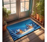 FZFN Snowy Village With Cozy Houses And Church Under Starry Sky Bars For Home Small And Small - Welcome Mat Anti Mold Bath For Home(40X60CM)