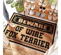 FZFN Strawberry Kitchen Coconut Mat Half Circle Beware Of Wire Fox Terrier - Scalloped Outdoor | Kitchen Rug Non Slip Washable/Outdoor Patio Waterproof - Lime & Doorindoor Entrance(65X90CM)