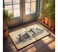 FZFN Stuff For Teens Bath Quick Dry Runner - An Old Detailed Drawing Of A Castle Personalized Door Non Skid Indoor Outdoor For Microfiber(40X60CM)