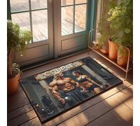 FZFN Summer Door Mat Outdoor Muscular Couple Showcasing Strength In The Gym Doormat Backyard Decor Music Decor(40X60CM)