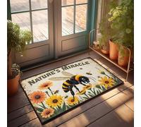 FZFN Summer Door Mat Outdoor Nature'S Miracle: A Bee'S Journey Through Sunflowers Doormat Backyard Decor Music Decor(50X80CM)