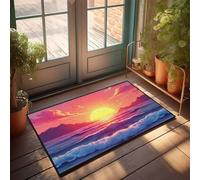 FZFN Sunset Over The Mountains And Sea Boho Area Bathroom Mat | Outdoor Decorations For Patio Durable Washable Memory Foam Area Drinking Non Slip(40X60CM)