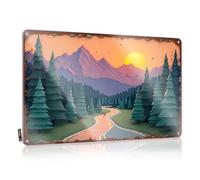 FZFN Sunset Serenity: A Road Through Pine Forests And Mountains Gorgeous Fun - Decor Fun Hanging Wall Decor(20X30CM)