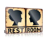 FZFN Tin Metal Decor Soft Bath Waterproof Artwork, Sweet Retro Print For Cafe Pub Home Bar | Home Pre-drilled Custom Gender-inclusive Restroom Sign(20X30CM)