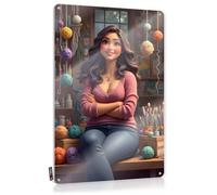 FZFN Tin Metal Sign Soft Bath Waterproof Artwork, Simple Retro Print For Cafe Pub Terrace | Farmhouse Outdoor Decor Pre-drilled Custom Creative Haven: A Knitter's Dream Workshop(30X40CM)