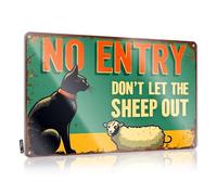 FZFN Tin Sign Essentials Waterproof Artwork, Nostalgic Retro Print For Cafe Pub Deck | Restroom Accessories Pre-drilled Custom No Entry. Don't Let The Sheep Out(30X40CM)