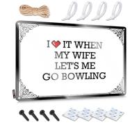 FZFN Tin Sign Humor Outside Decor Home Decor - I Love It When My Wife Let's Me Go Bowling Waterproof Rustic Style Artwork For Camper(30X40CM)