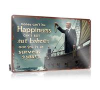 FZFN Tin Signs Funny Vintage Money Can'T Buy Happiness: A Journey On The Path Of Contentment Tin Sign Signs For Garage Bar Sign For Home Decor(20X30CM)