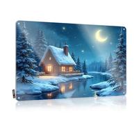 FZFN Tin Wall Decor Sweet Wall Art - Cozy Cabin By The River Under A Moonlit Sky Decor Rustic Retro Style Decoration For Balcony(20X30CM)