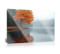 FZFN Van Tin Wall Decor Rustic Ideas | Autumn Tree Reflected In Calm Lake. Shabby Chic Metal Wall Decor For Garage Bar Home(20X30CM)