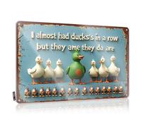 FZFN Vintage Bar Decor Quack! A Duckling'S Dilemma: Finding Their Squad Amongst The Squi Tin Sign Decaor Sign Personalized Metal Signs For Outdoors(20X30CM)