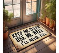 FZFN Vintage Decor Welcome Mat Fatigue | Keep Me Clean Use Me Well I'll Never Tell Plush Bathroom Microfiber(65X90CM)