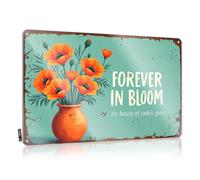 FZFN Vintage Metal Tin Sign Forever In Bloom: Embracing Endless Grace With Orange Poppies Tin Sign Old Signs Metal Vintage Drinking Signs Funny(20X30CM)