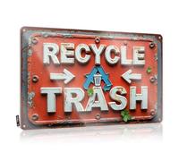 FZFN Vintage Outdoor Decor Stunning Decorations - Recycle Vs Trash: Choose Sustainability Rustic Wall Art Designer Easy Hang For Game Room(20X30CM)