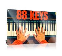 FZFN Vintage Wall Art Accessory Waterproof Artwork, Grunge Retro Print For Cafe Pub Pool | Rustic Pre-drilled Custom Playing The Piano With 88 Keys(30X40CM)