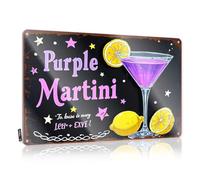 FZFN Vintage Wall Art Preppy Unique Home Decor - Purple Martini: A Refreshing Cocktail With Lemon Twist Ideas Rustic Style Artwork For Bedroom(20X30CM)