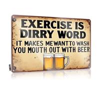 FZFN Wall Art Soft Bath Waterproof Artwork, Funny Retro Print For Cafe Pub Garage | Large Pre-drilled Custom Exercise Is Dirty Word. Makes Me Want To Wash Your Mouth Out With Beer(20X30CM)
