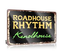 FZFN Wall Decor Metal Tin Sign Roadhouse Rhythm: The Heart Of Kenolhouse Music Tin Sign Garage Accessories For Man Cave Man Cave Signs For(20X30CM)