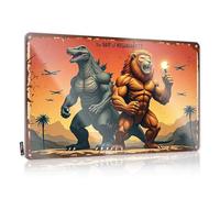 FZFN War Of The Giants: Lion Vs. Godzilla Back Yard Decorations Cool - Tin Sign Haves Vintage Wall Art(30X40CM)
