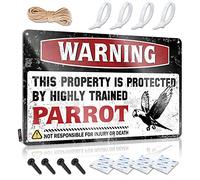 FZFN Warning This Property Is Protected By A Highly Trained Parrot Colorful Space - Signs Nice Hanging Wall Decor(30X40CM)