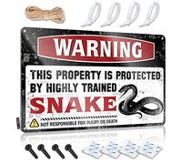 FZFN Warning This Property Is Protected By A Highly Trained Snake Cool Wall Art Home Bar Accessories | Rustic Soft Bath Decorative Wall Art(30X40CM)