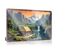 FZFN Warning Tin Sign Mountain Retreat: A Serene Cottage By The Waterfall Tin Sign Boys Room Decor Teenager Boys Room Decor Teenager(30X40CM)