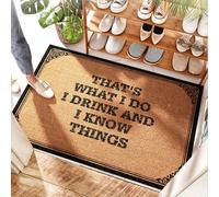 FZFN Washable Entry Rug Double Door That's What I Do, I Drink And I Know Things - Lemon Kitchen | Natural Coir Jute Front Door Mat/Porch Outdoor Waterproof - Double Door & Basement(65X90CM)